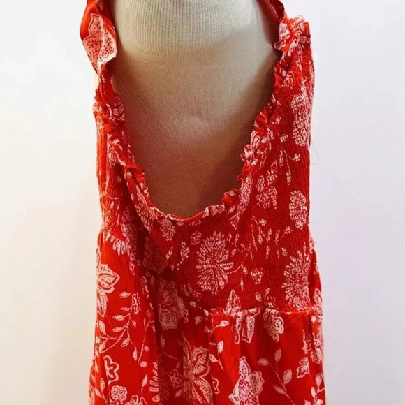 NWT SONOMA Women Sleeveless Pullover Square Neck Red Rayon Floral Shirt Size 3X - Picture 7 of 13